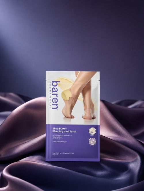 baren Shea Butter Sleeping Heel Patch on twilight satin