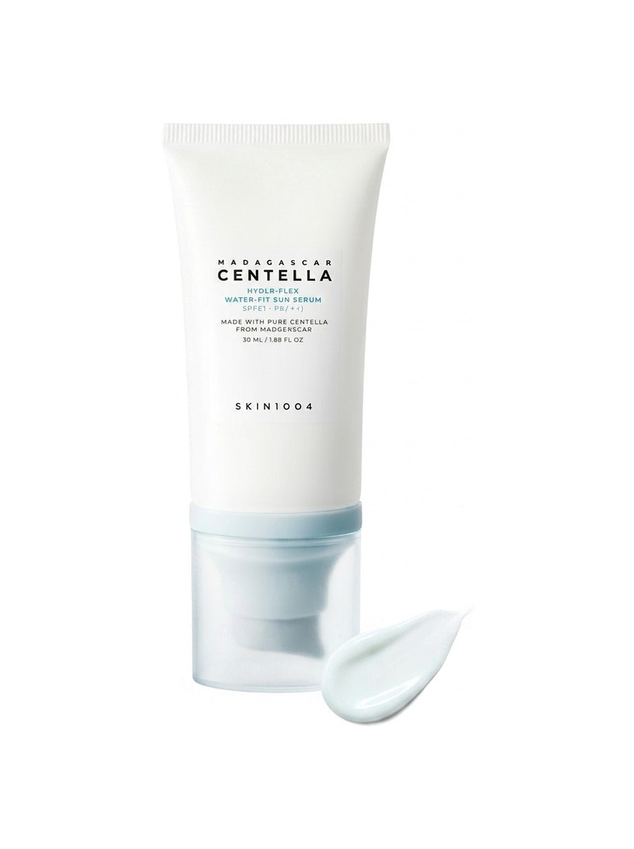 SKIN1004 Madagascar Centella Hyalu-Cica Water-Fit Sun Serum 50ml — texture on white